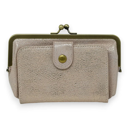 Clevere glänzende rosa Retro-Geldbörse