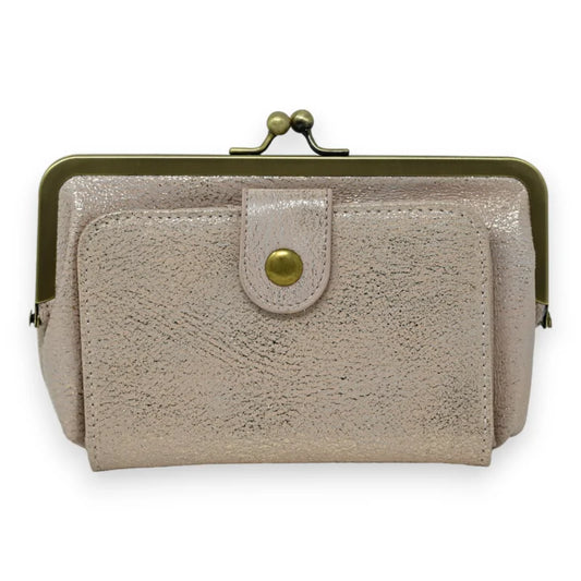 Clevere glänzende rosa Retro-Geldbörse