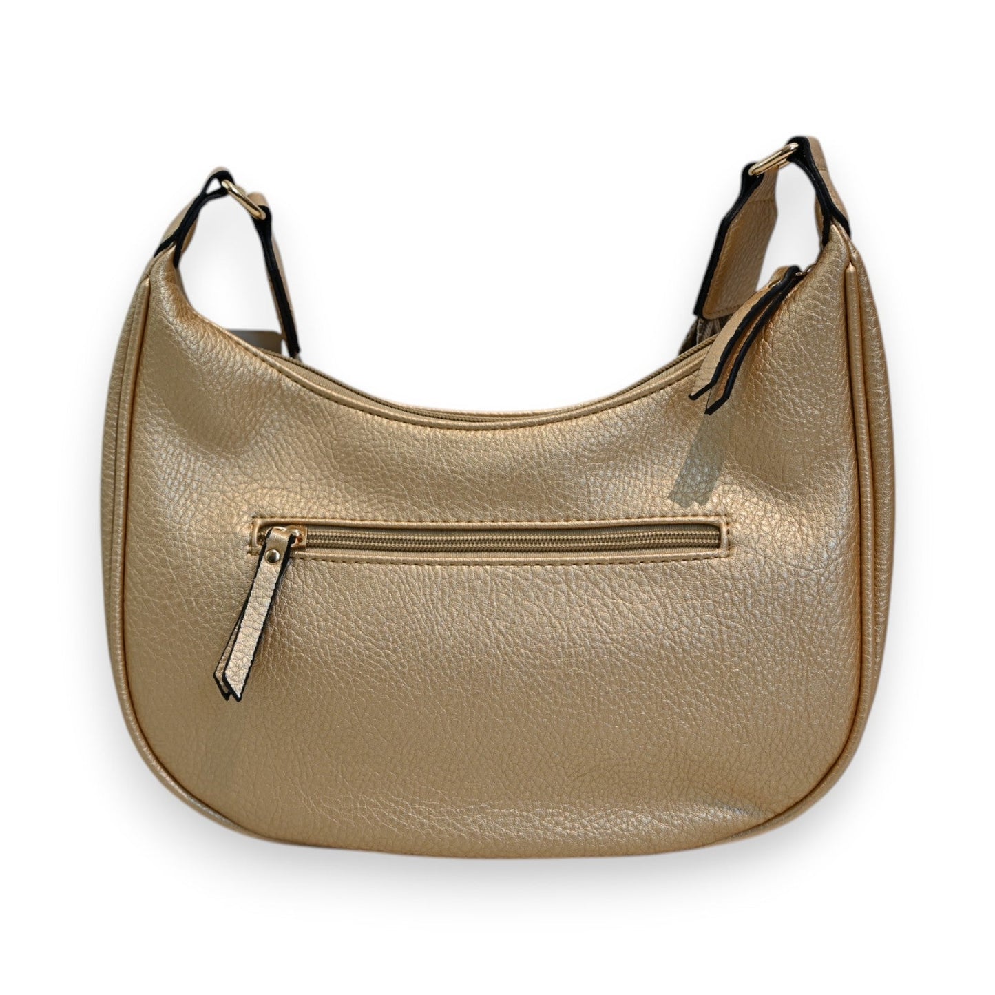 Goldene Gürteltasche Umhängetasche aus Leder mit Reißverschluss, Melanie Paris Design, elegante Damenhandtasche