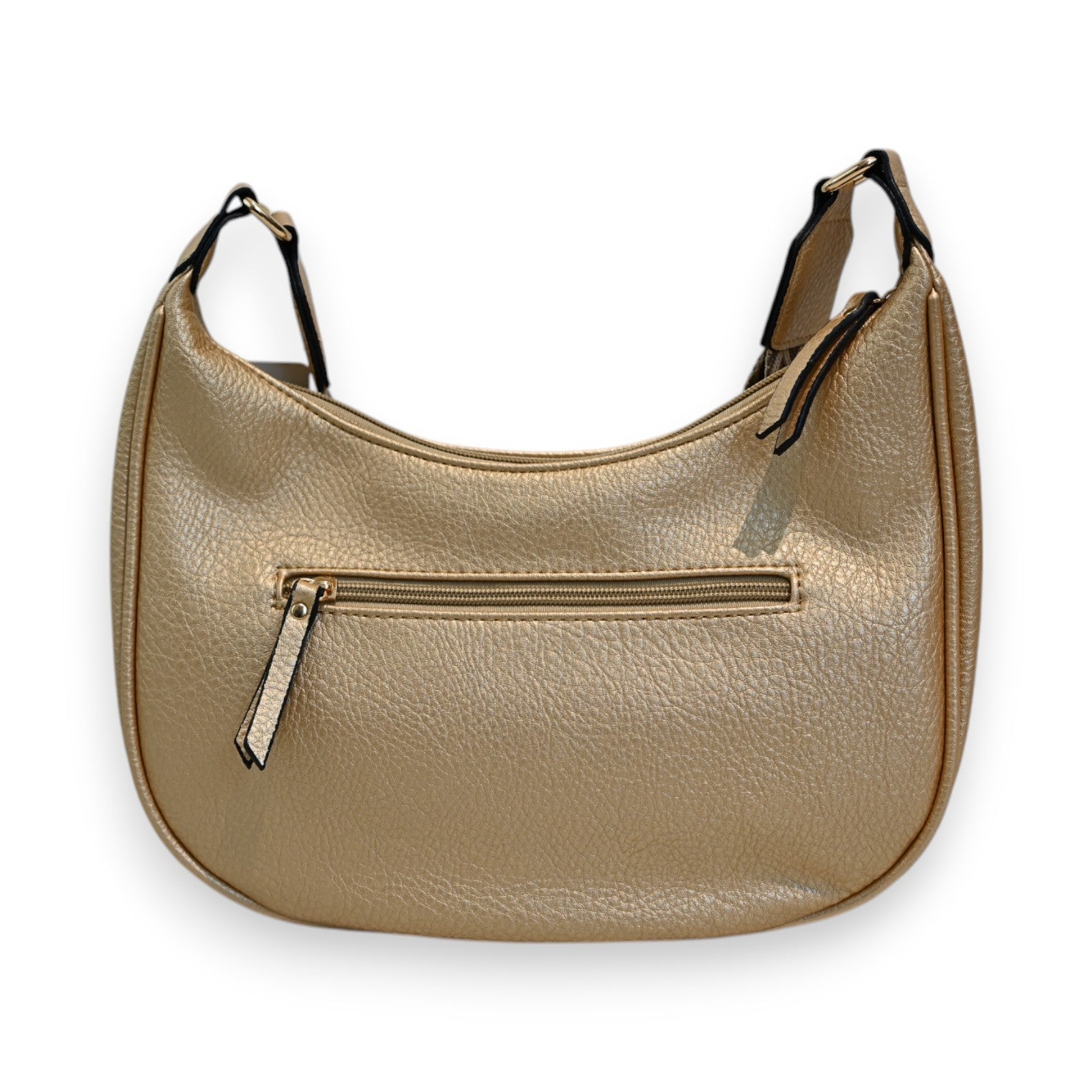 Goldene Gürteltasche Umhängetasche aus Leder mit Reißverschluss, Melanie Paris Design, elegante Damenhandtasche