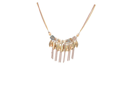 Modische Halskette Ikita Goldene Federn Boho-Stil