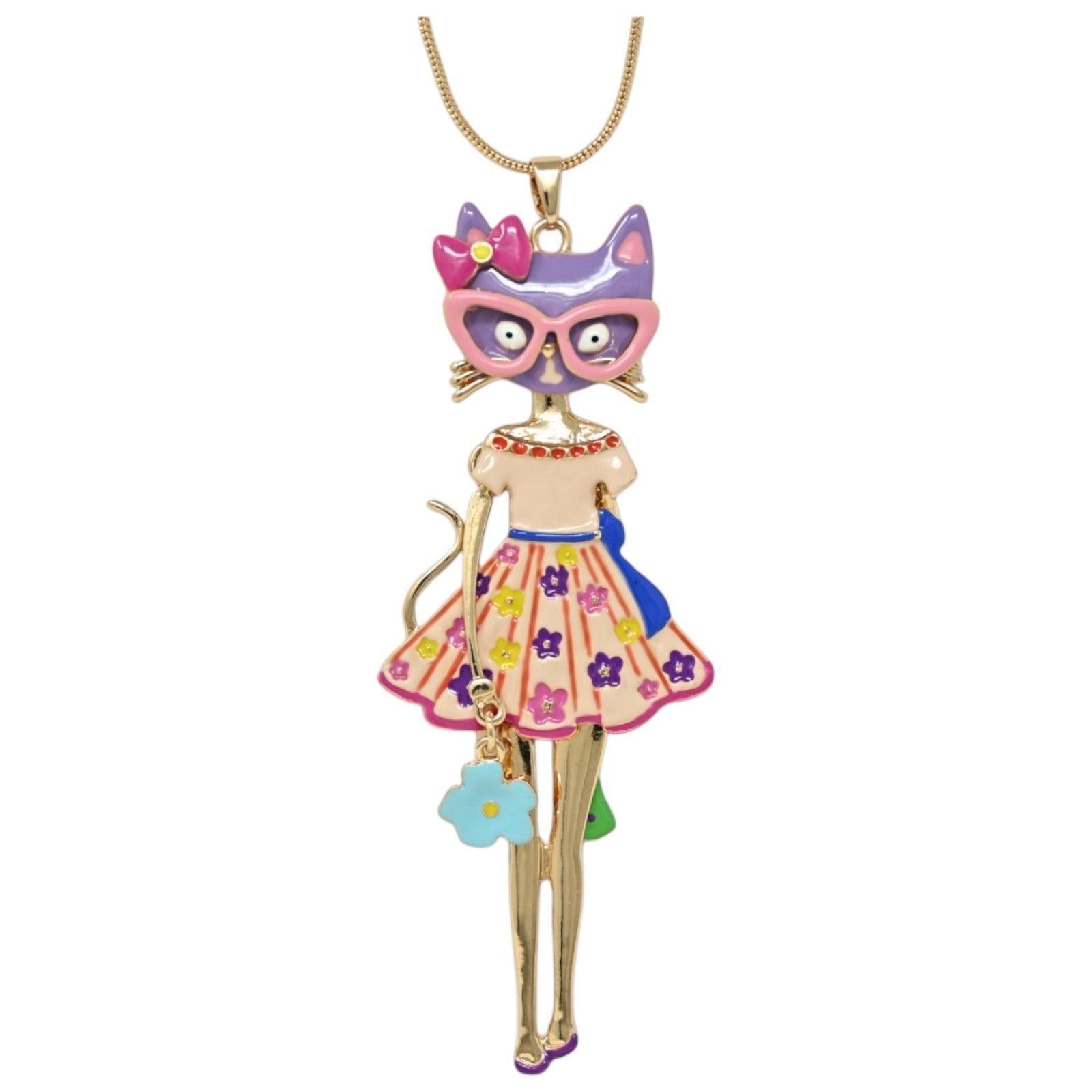 Goldene Kette Katze Fantasie Blumenkleid