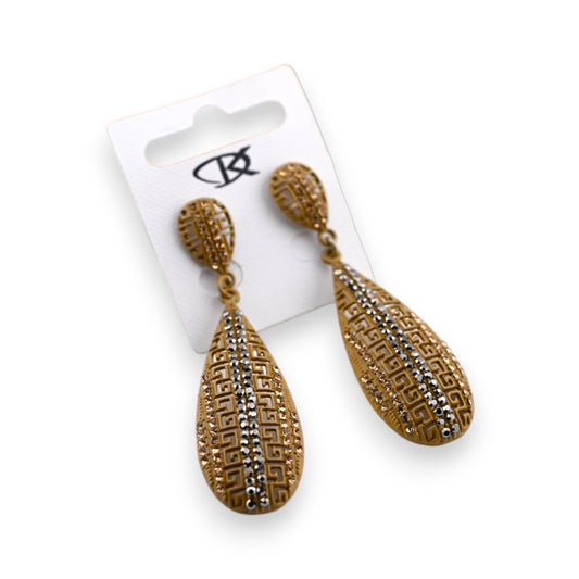 Ohrringe fantasie Pendel taupe Strass