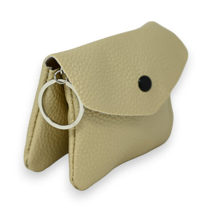 Goldene synthetische Leder-Geldbörse mit Schlüsselring, kompaktes Design, schwarzer Druckknopf, texturierte Oberfläche