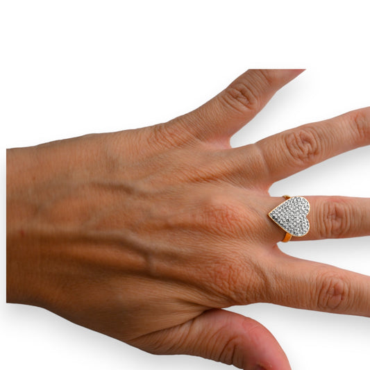 Goldener Stahlring mit Herz Strass