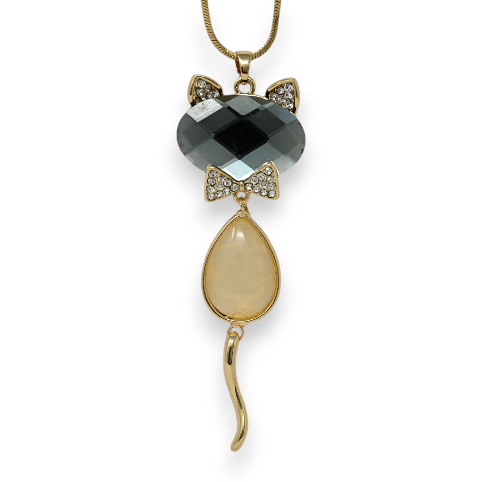Goldener Fantasie-Halsband für Katze, grauer und beiger Stein