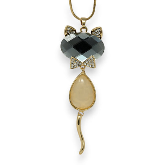 Goldener Fantasie-Halsband für Katze, grauer und beiger Stein