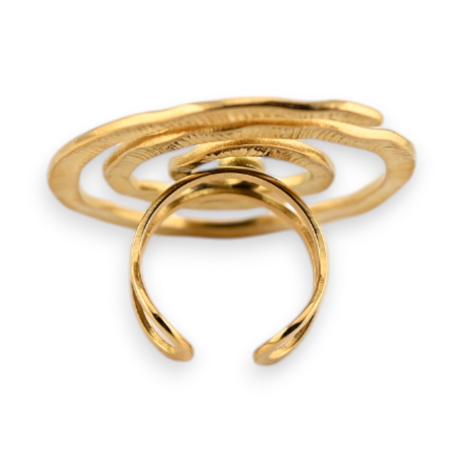 Verstellbarer goldener Spiralring aus Edelstahl, mehrfach gewickelt mit offenen Enden, modernes Schmuckdesign