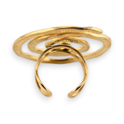 Verstellbarer goldener Spiralring aus Edelstahl, mehrfach gewickelt mit offenen Enden, modernes Schmuckdesign