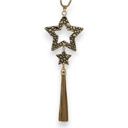 Langer goldenes Fantasie-Halsband mit Stern