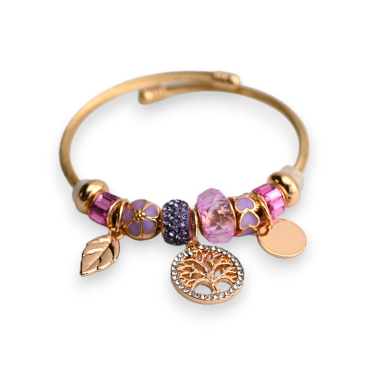 Bracelet rigide parme doré arbre de vie