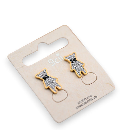 Ohrringe aus Goldstahl mit Strass-Bären