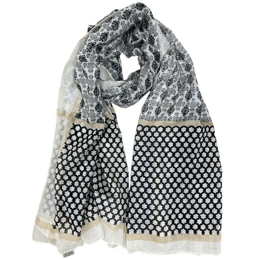 Schal mit Blumenmuster in Grau und Schwarz