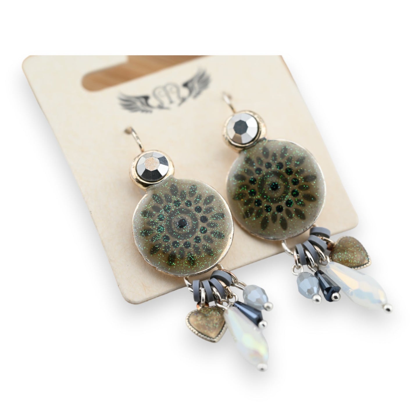 Hängender grauer Ohrring