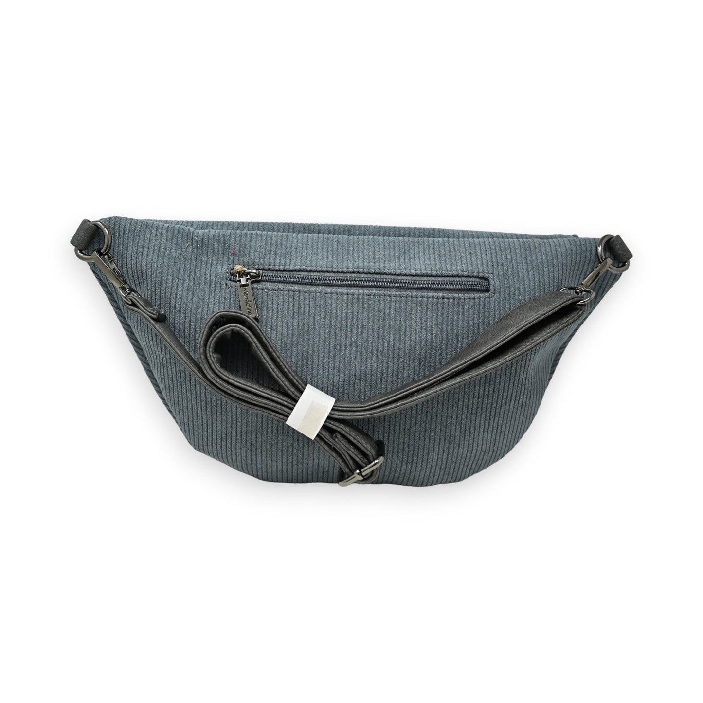 Graue Samt-Gürteltasche mit Reißverschluss und verstellbarem Gurt, gerippt, modisch und praktisch für den Alltag