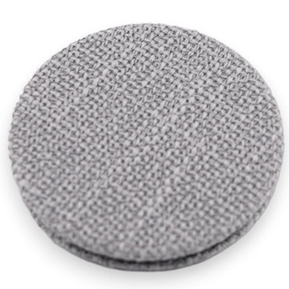 Runder grauer Taschenspiegel mit texturierter Oberfläche, kompakt und tragbar, ideal für unterwegs