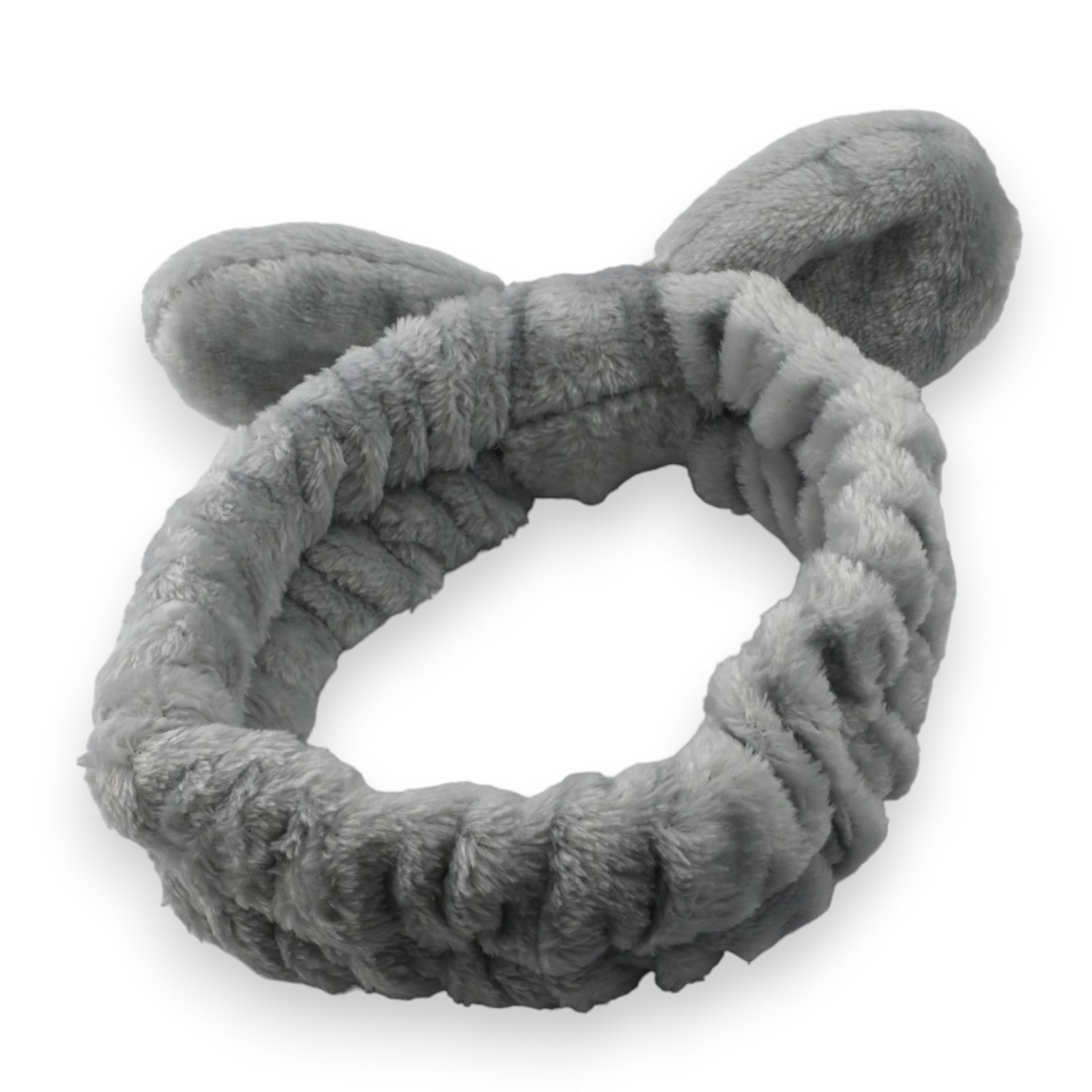Flauschiges graues Make-up-Stirnband mit weichem Plüsch, zum Halten der Haare beim Schminken oder Waschen