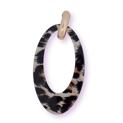Großer ovaler Ohrring mit Leopardenmuster und goldenem Haken, modisches Accessoire für Damen