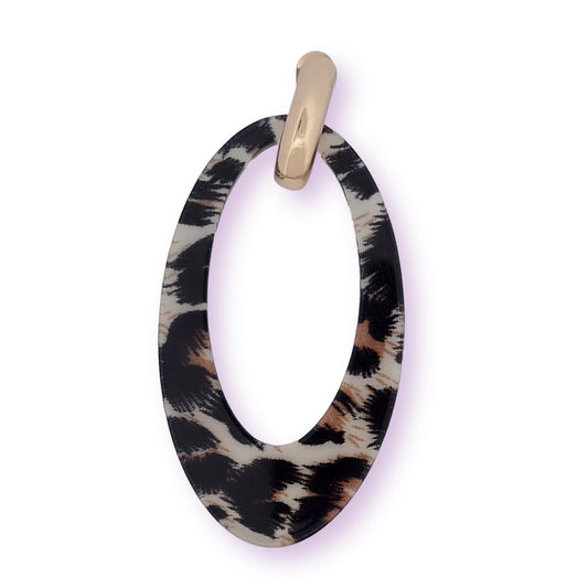 Großer ovaler Ohrring mit Leopardenmuster und goldenem Haken, modisches Accessoire für Damen
