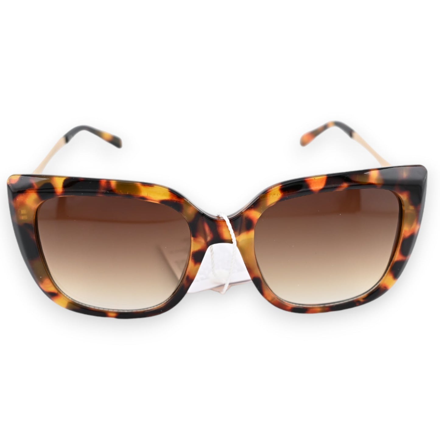 Elegante Sonnenbrille mit Leopardenmuster-Rahmen, großes Cat-Eye-Design, braun-goldene Tönung, Verlaufsgläser