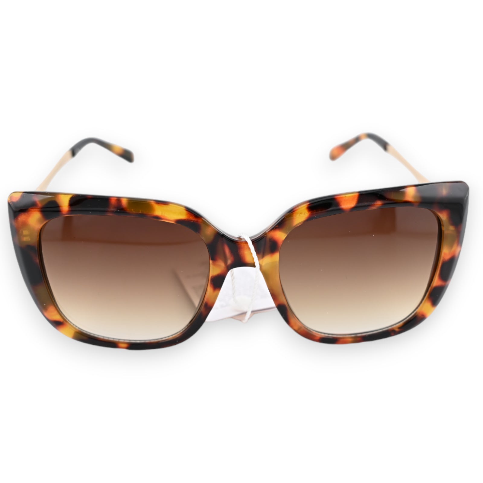 Elegante Sonnenbrille mit Leopardenmuster-Rahmen, großes Cat-Eye-Design, braun-goldene Tönung, Verlaufsgläser