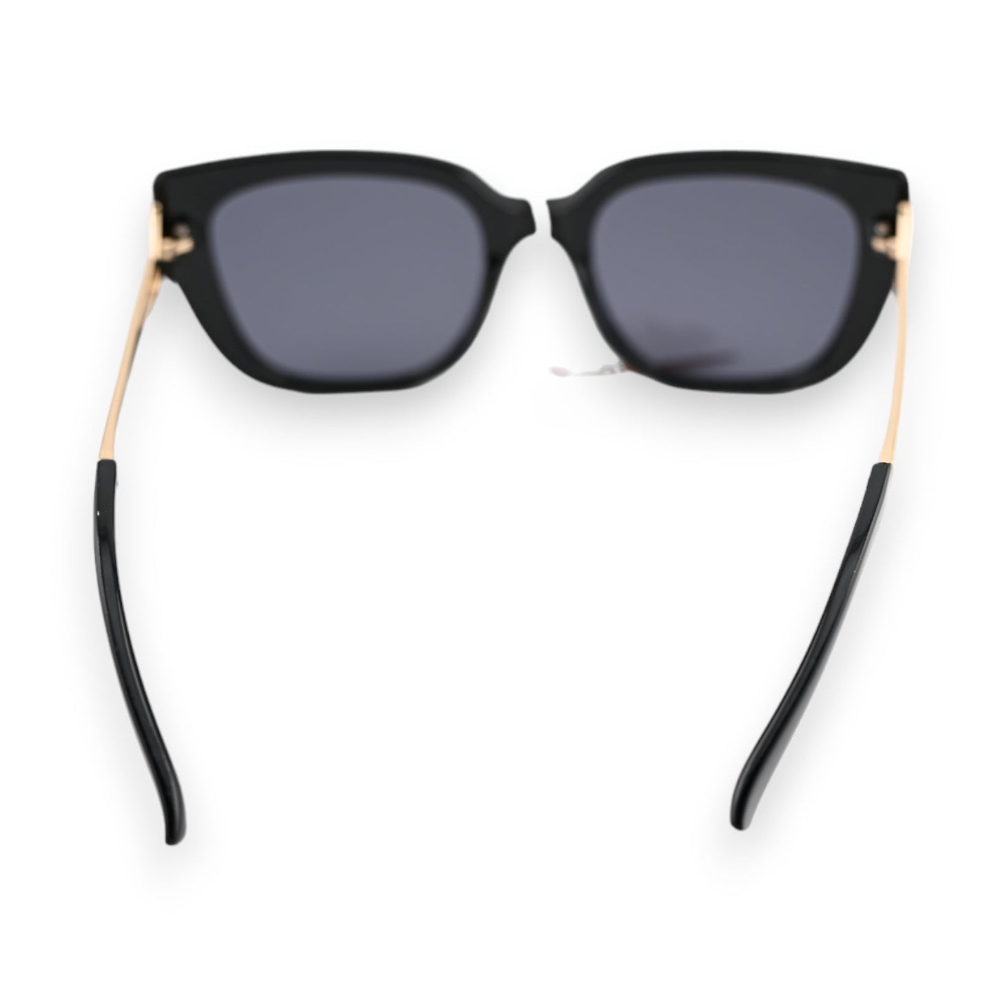 Elegante Sonnenbrille mit schwarzem Rahmen und goldenen Bügeln, stilvolle Accessoire für modebewusste Träger