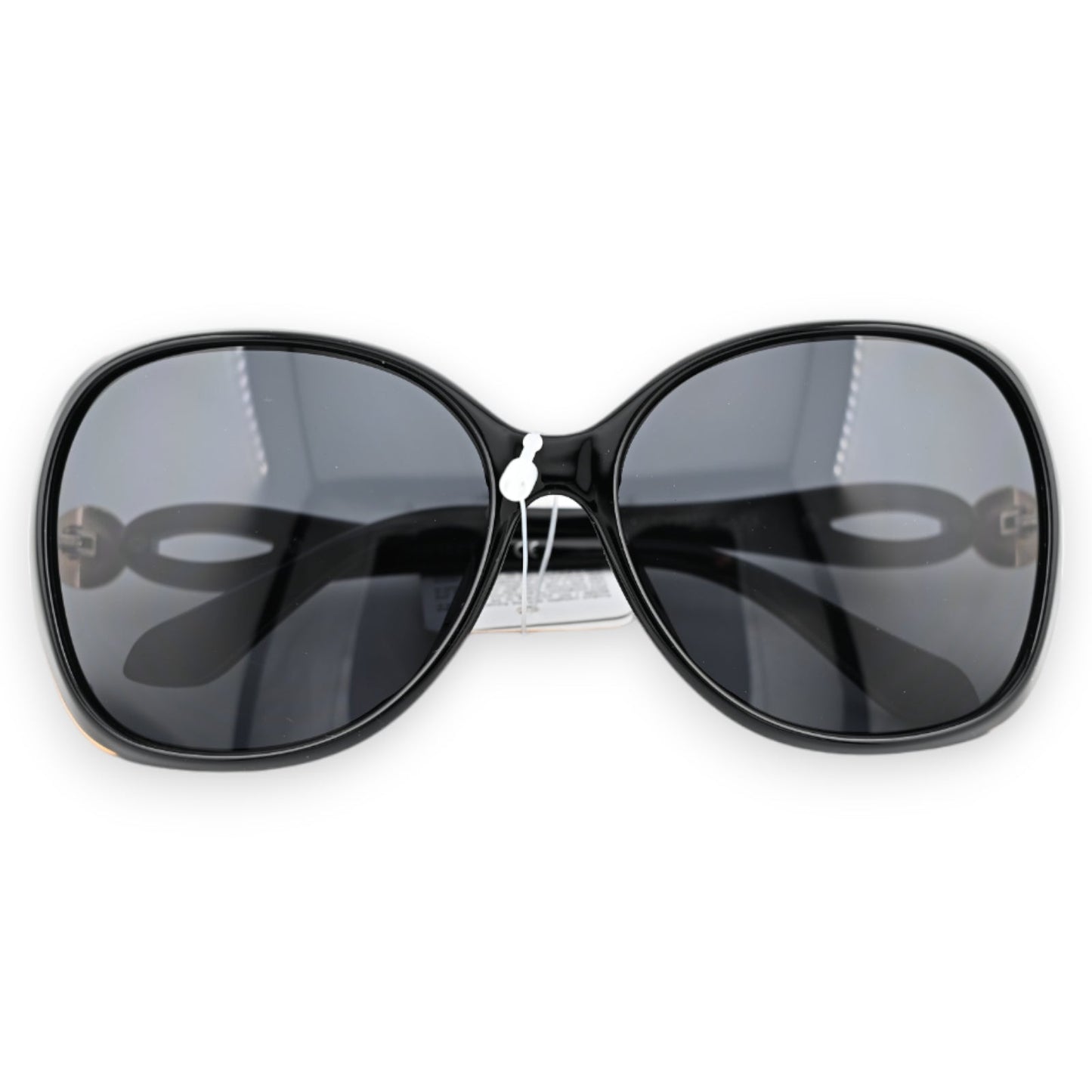 Große schwarze Klassische Sonnenbrille mit goldenen Finish