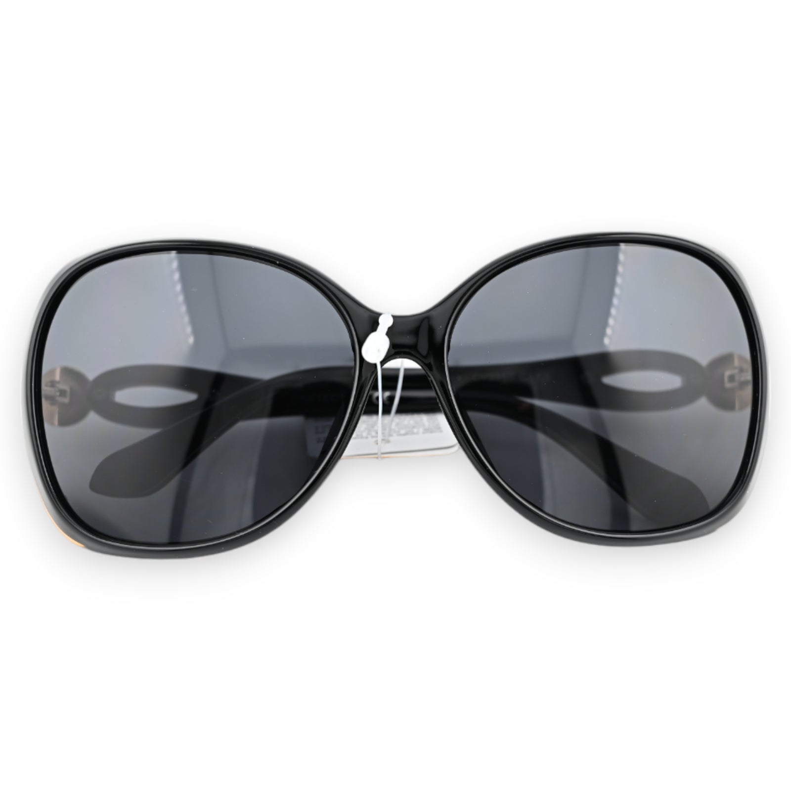 Große schwarze Klassische Sonnenbrille mit goldenen Finish