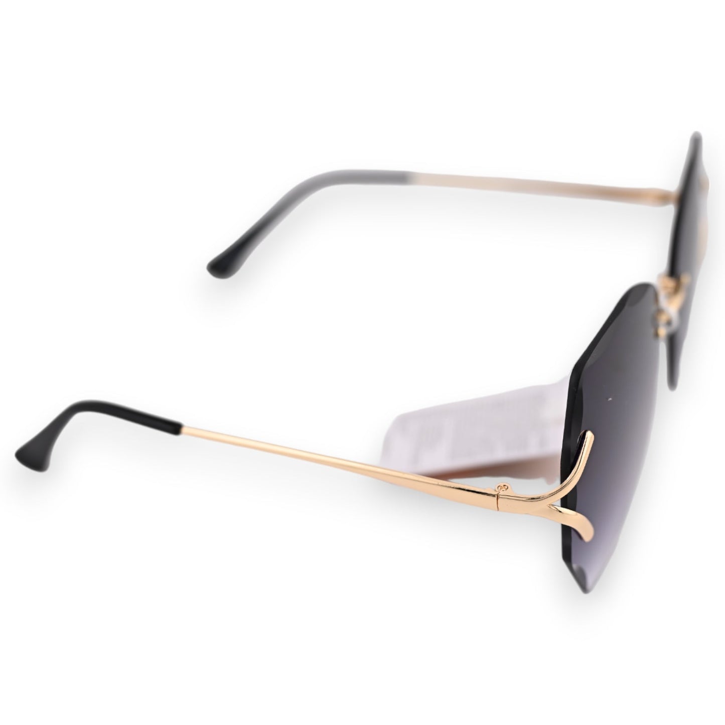 Große schwarze Sonnenbrille mit goldenem Rahmen und getönten Gläsern, elegantes Design für modebewusste Träger