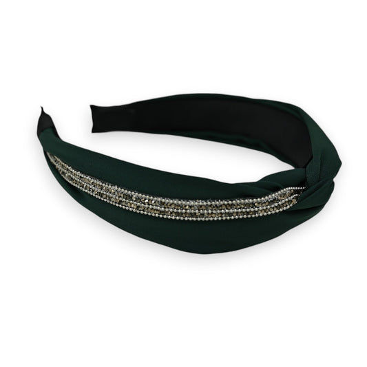 Grüner Haarreif mit eleganter Strass-Verzierung, klassisches Accessoire für festliche Anlässe