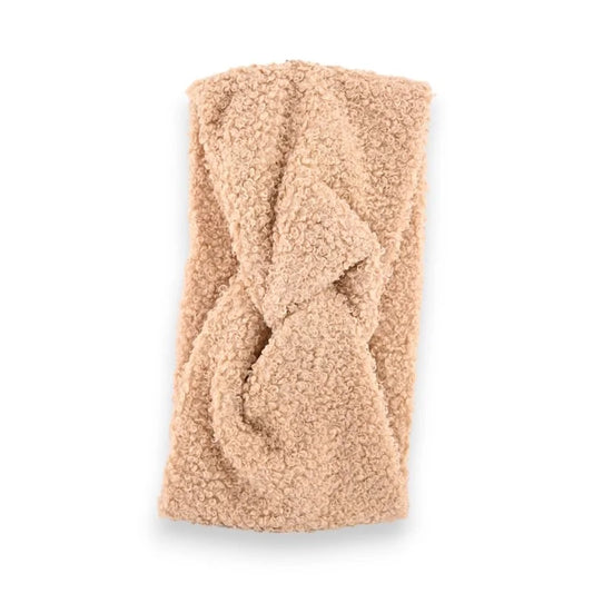 Haarband Winter aus beigem Bouclé-Stoff, warmes und weiches Mode-Accessoire für die Frisur