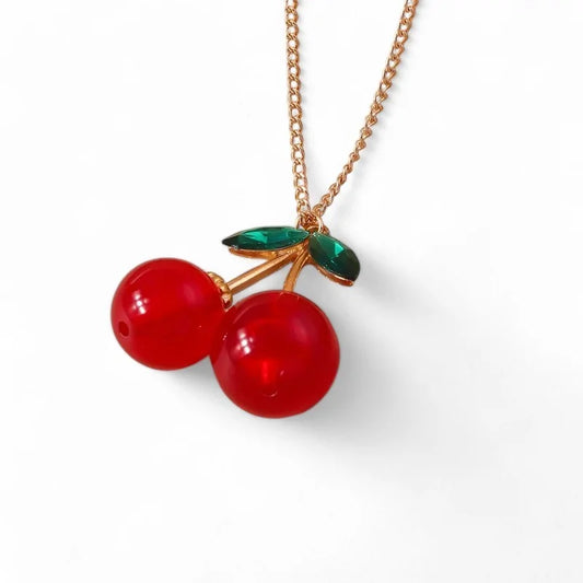 Modeschmuck Halskette Vergoldet Kirsch Medaillon