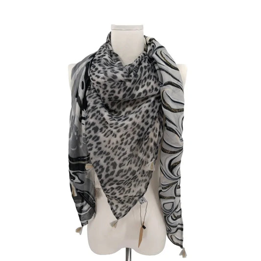 Patchwork-Leopard-Glamour-Tuch 4-in-1