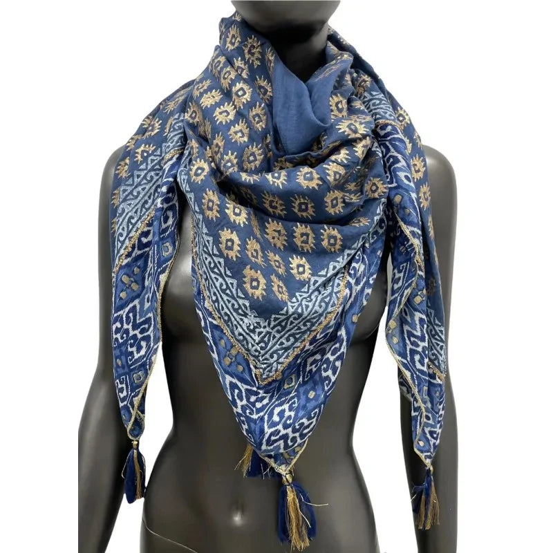Quadratisches Tuch einseitig Blauton