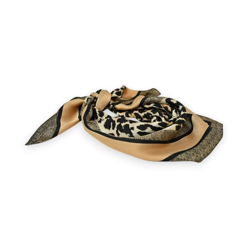 Satiniertes Leoparden-Quadrattuch Beige Kamel