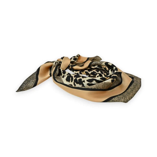 Satiniertes Leoparden-Quadrattuch Beige Kamel