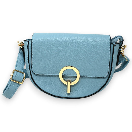 Blaue Jeans-Schultertasche mit goldenem Verschluss chic