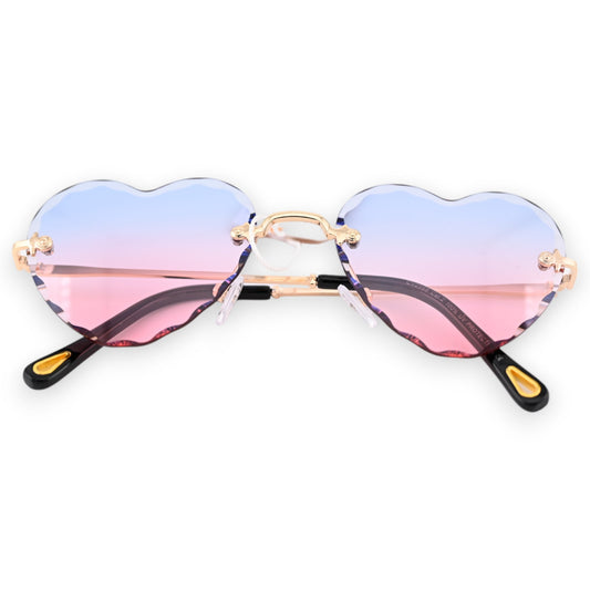 Vintage-Brille mit rosa und blauem Herzen