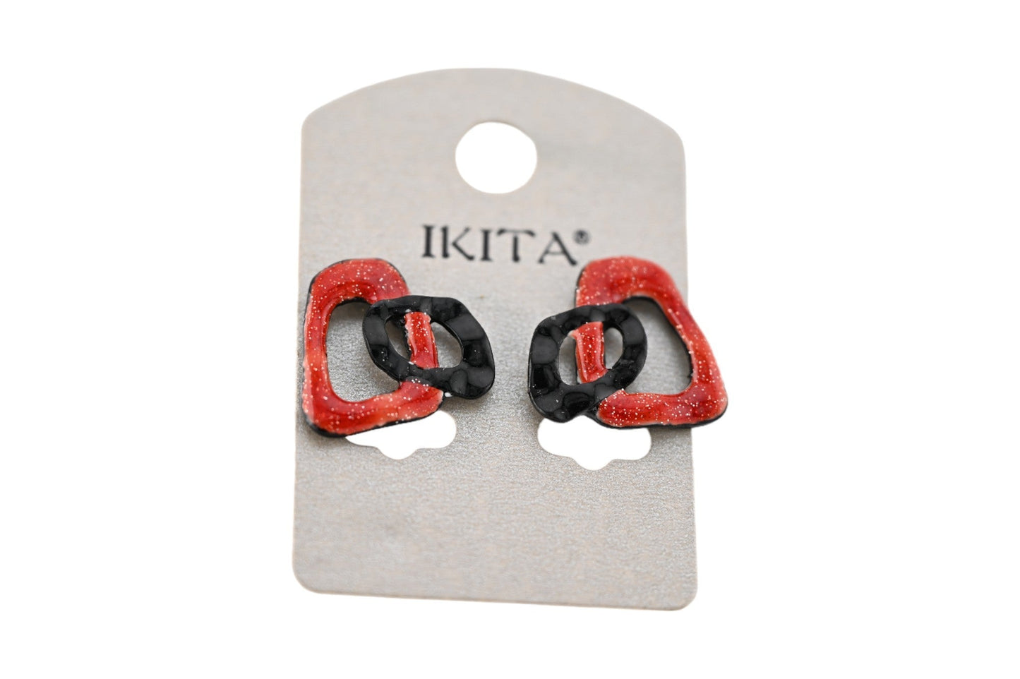 Geometrische Ohrringe Ikita schwarz und orange