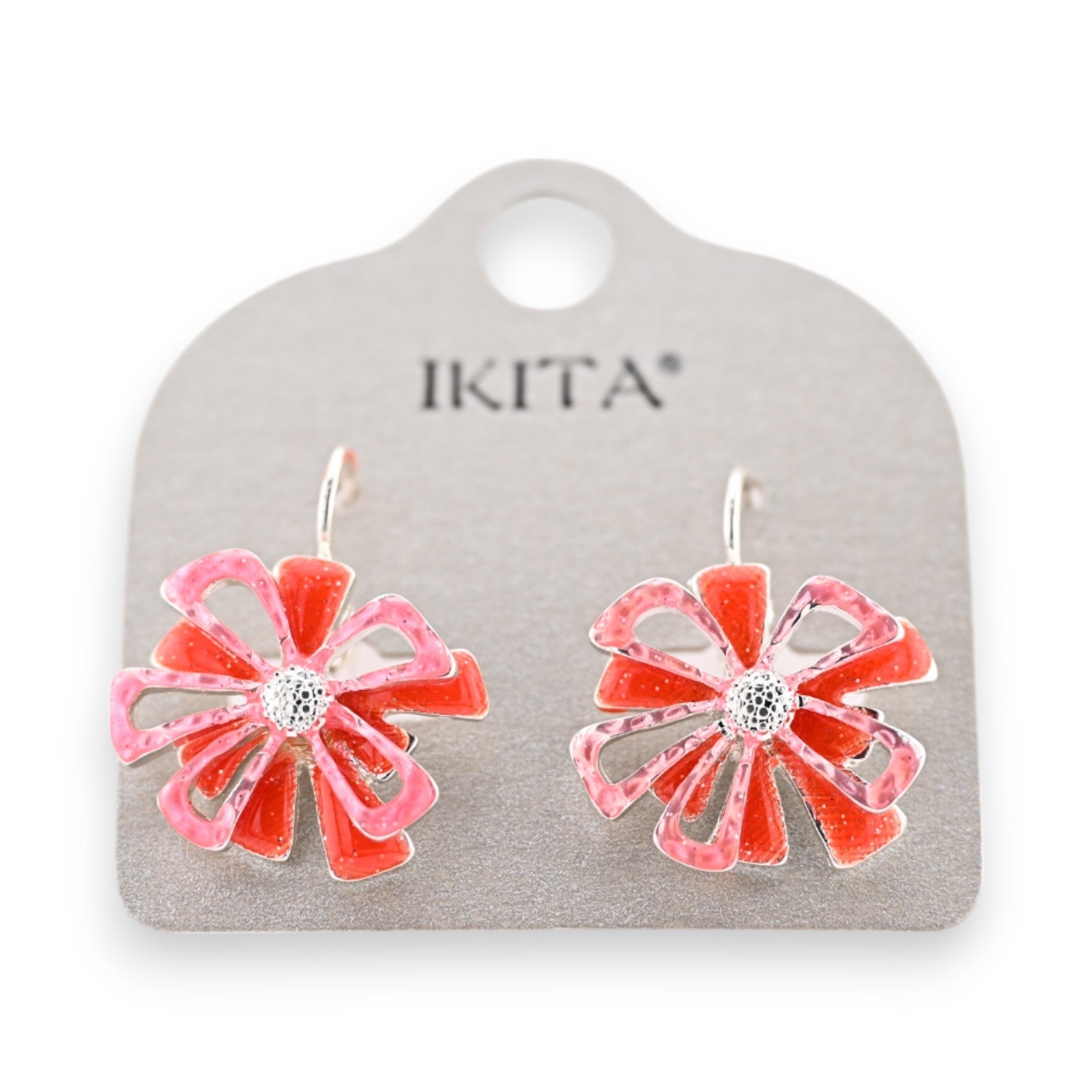 Orangefarbene Blumenohrringe von Ikita
