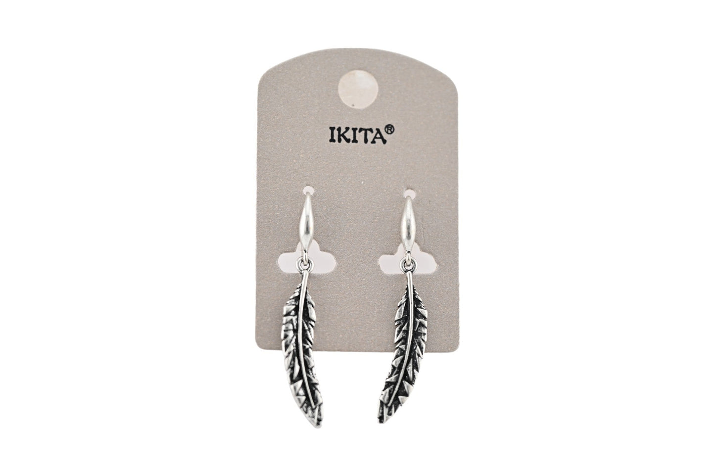 Gealterte silberne Feder-Ohrringe von Ikita