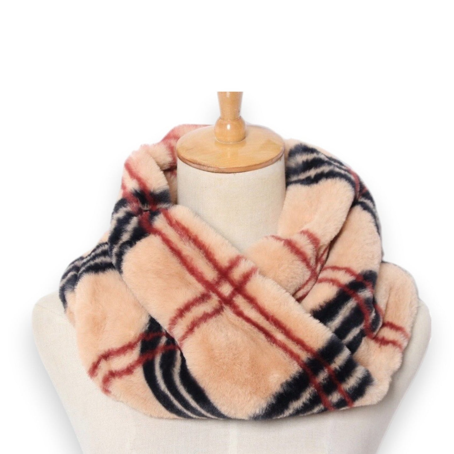 Karierter Schlauchschal aus Teddy-Fleece