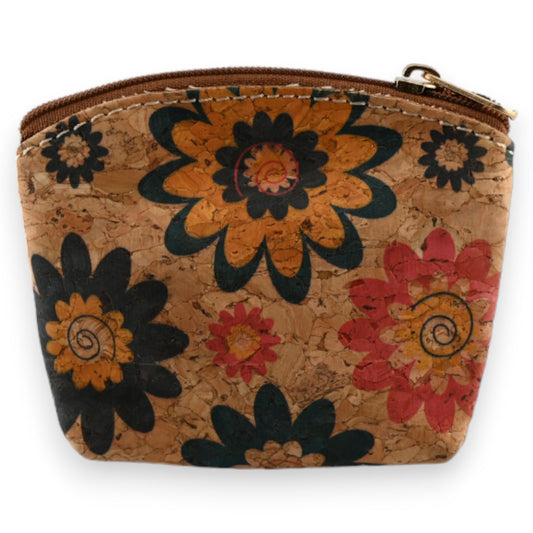 Kleines Ledergeldbörse mit buntem Blumenmuster