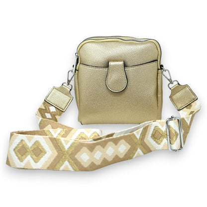 Kompakte goldene Umhängetasche