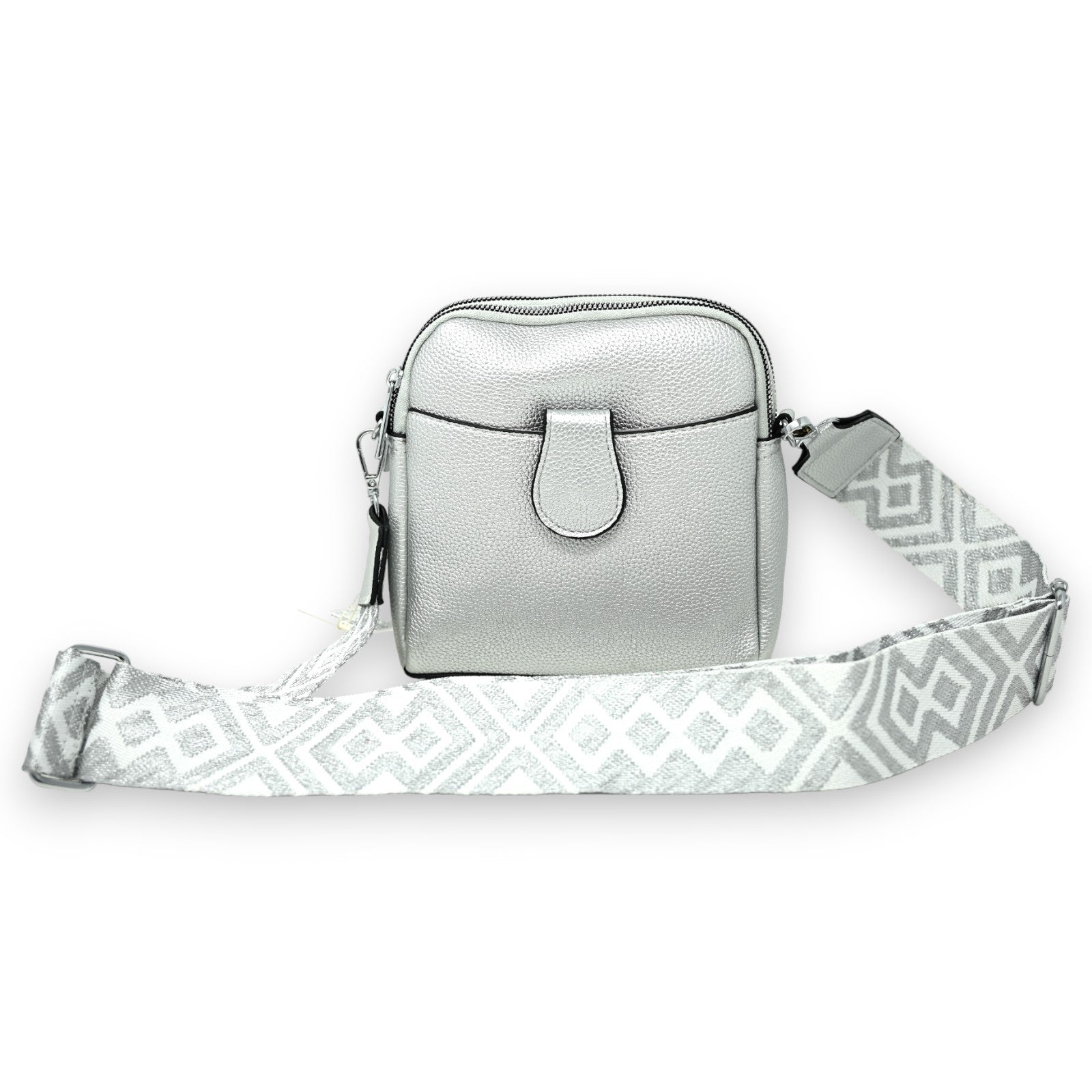 Kompakte silberne Umhängetasche