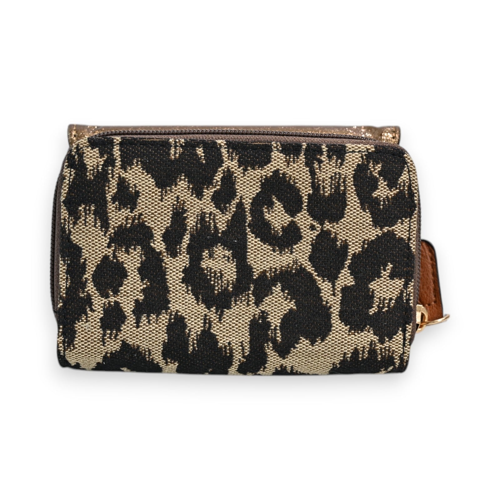 Leoparden-Portemonnaie in Bronze und Schwarz mit Reißverschluss, Melanie Paris Design, stylische Damen-Geldbörse