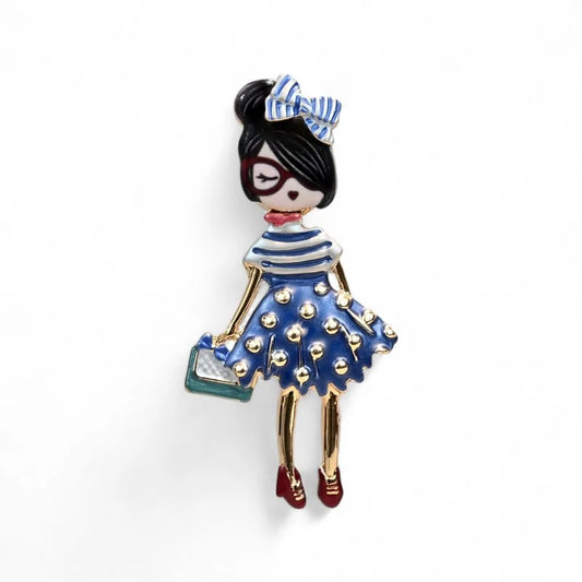 Magnetische Damenbrosche Marineblau