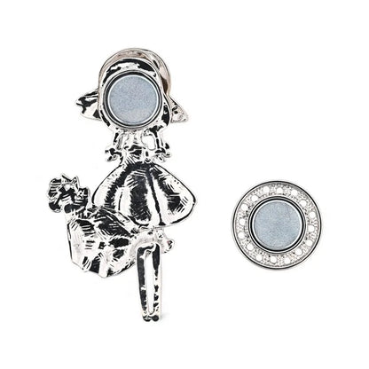 Magnetische Brosche elegantes kleines Mädchen Blumentasche Schleife