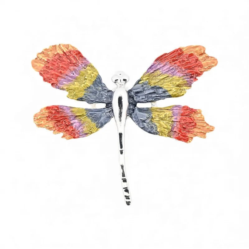 Magnetische Libellen-Brosche mehrfarbig Regenbogen 9cm