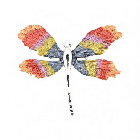 Magnetische Libellen-Brosche mehrfarbig Regenbogen 9cm
